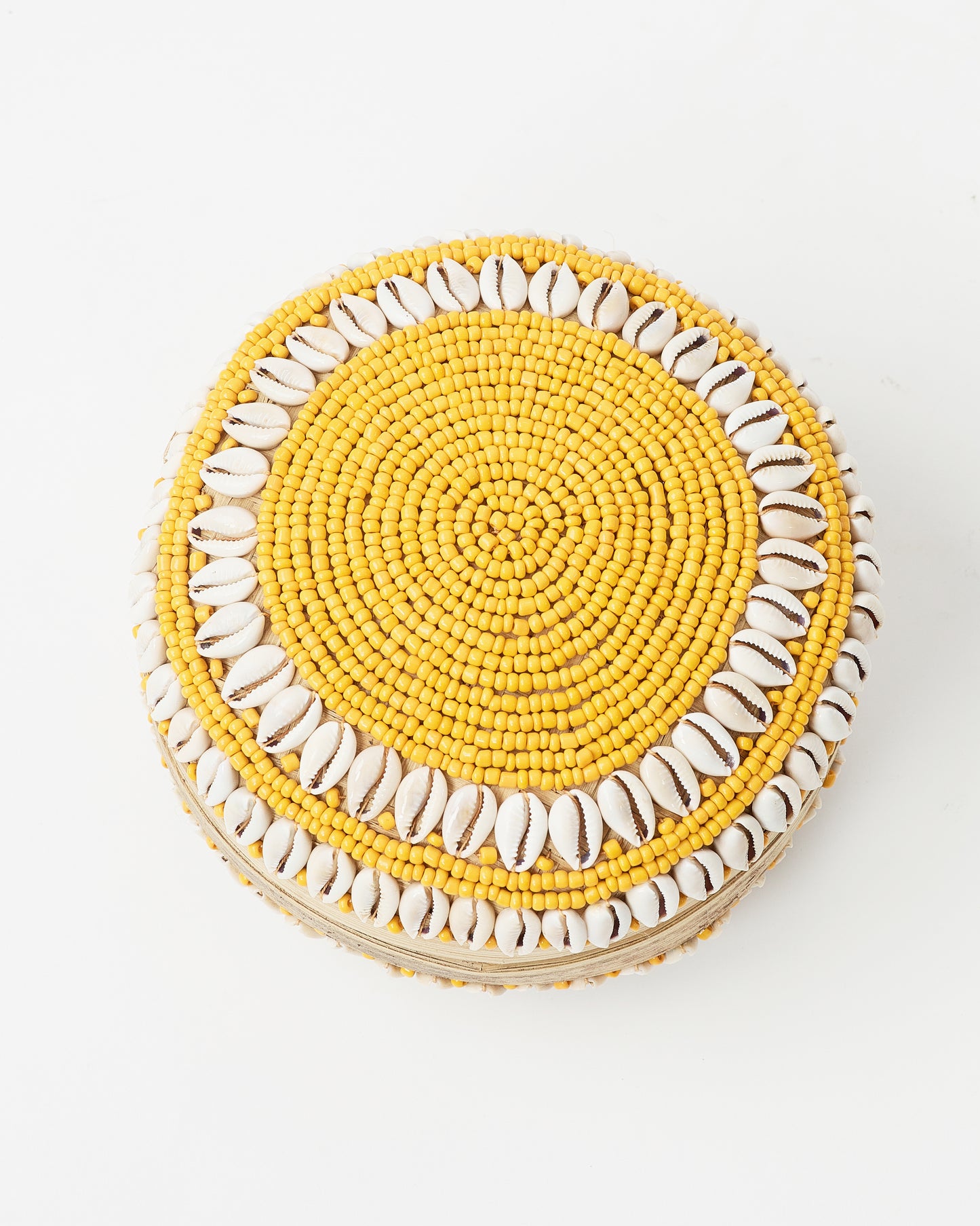 Seashell Desk storage decorative box with yellow beads design