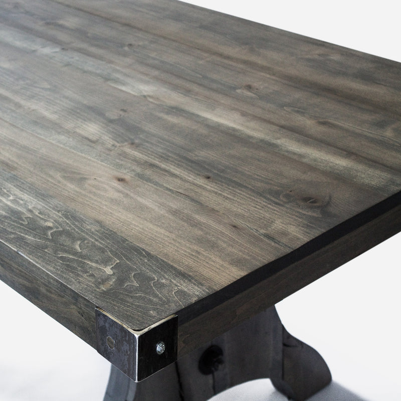 Dining Table No. 58. Classic Gray w/ Metal Corners