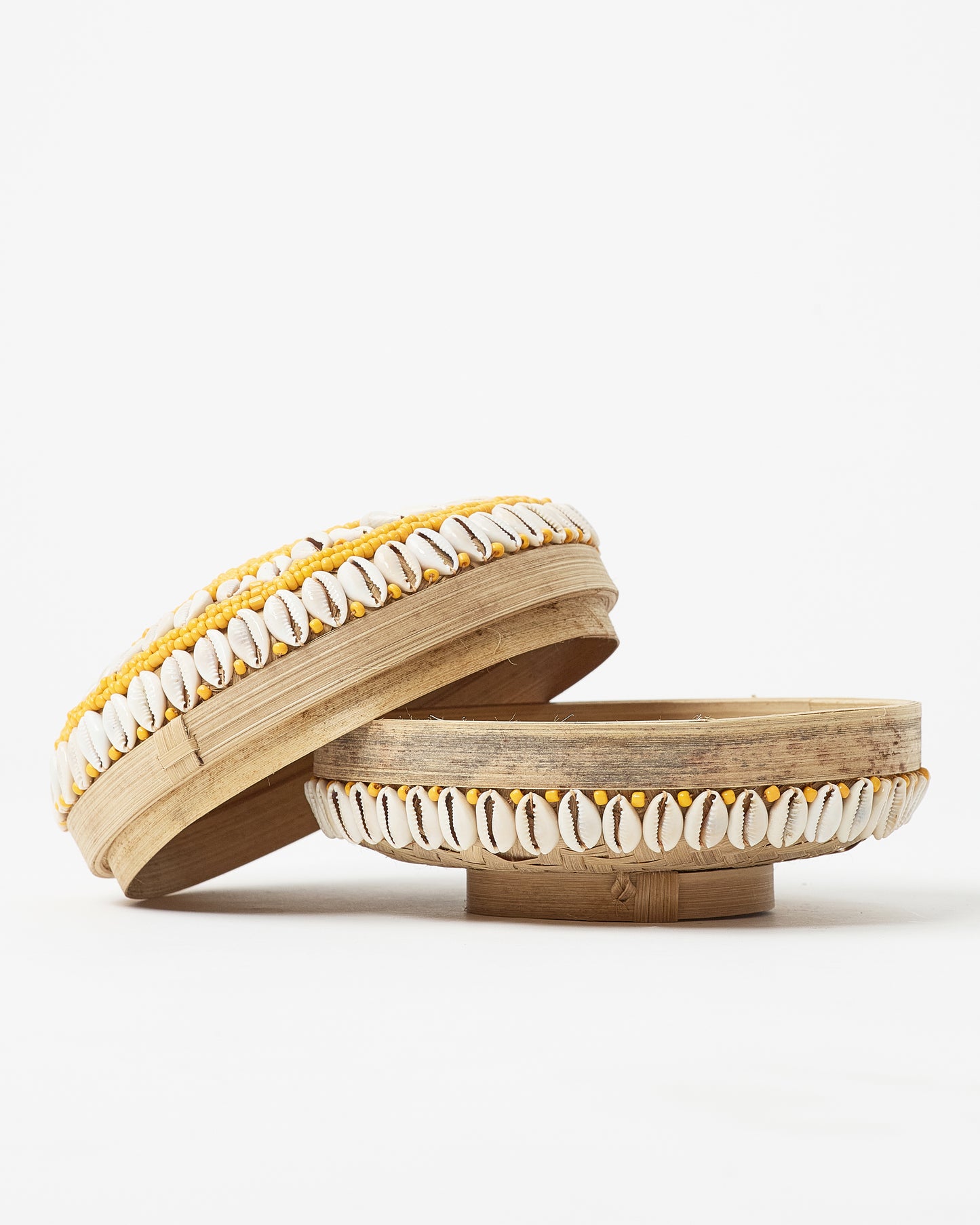 Seashell Desk storage decorative box with yellow beads design