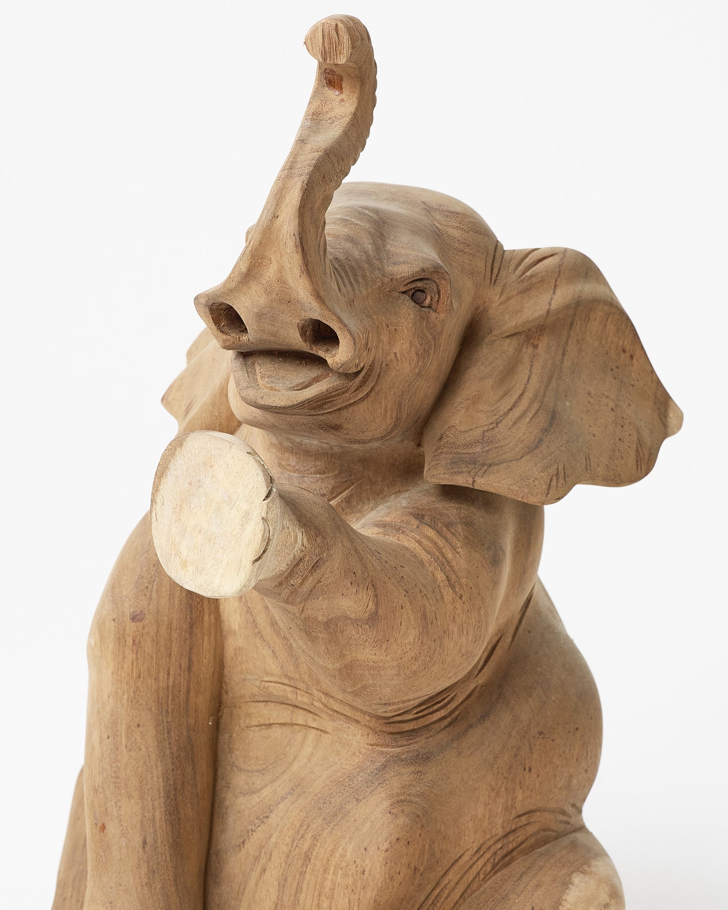 Graceful Elephant Figurine with Raised Trunk and Paw